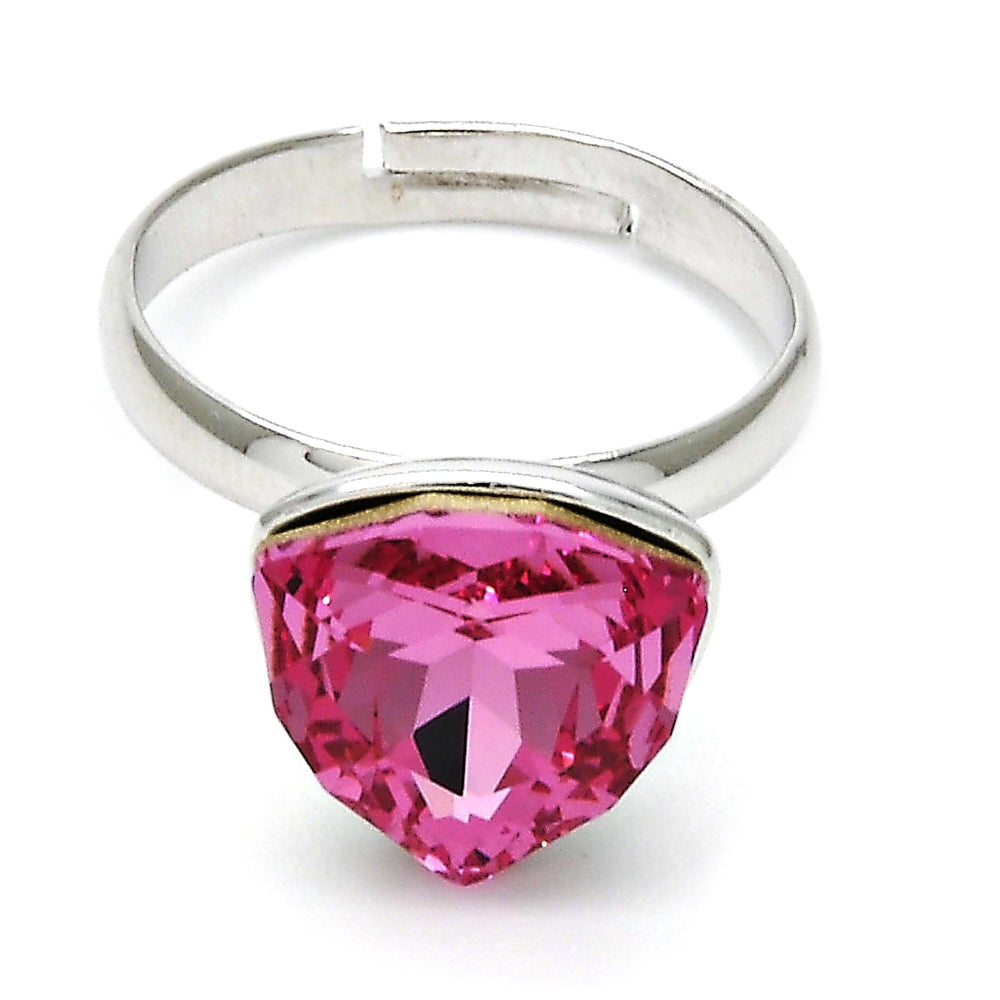Rhodium Gold Filled Multi Stone Ring, with Rose Swarovski Crystals, Polished, Rhodium Finish