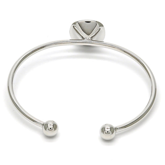 Rhodium Gold Filled Individual Bangle, with Light Turquoise Swarovski Crystals, Polished, Rhodium Finish