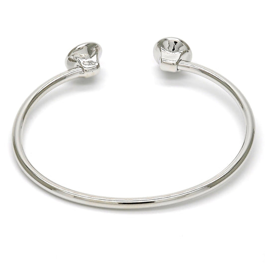 Rhodium Gold Filled Individual Bangle, with Rose Peach Swarovski Crystals, Polished, Rhodium Finish