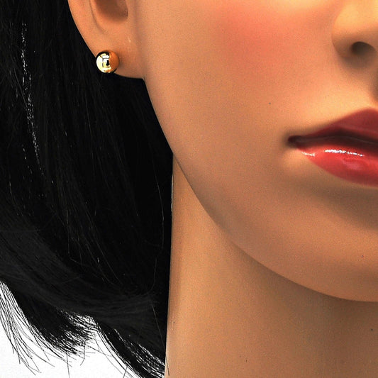 Oro Laminado Stud Earring, Gold Filled Style Ball Design, Polished, Golden Finish