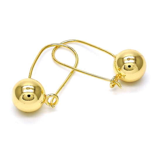 Oro Laminado Leverback Earring, Gold Filled Style Ball Design, Polished, Golden Finish