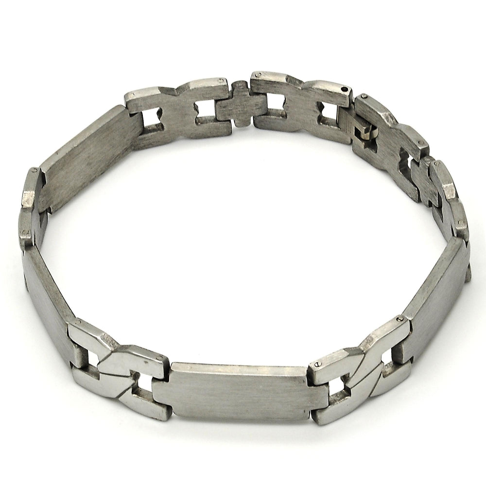 Stainless Steel Solid Bracelet, Cross and Hugs and Kisses Design, Polished, Steel Finish