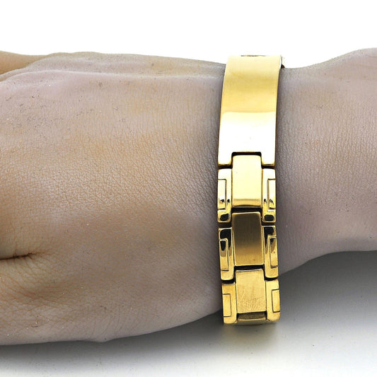 Stainless Steel Solid Bracelet, Polished, Golden Finish