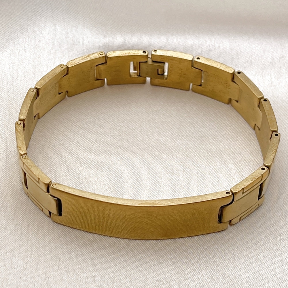 Stainless Steel Solid Bracelet, Polished, Golden Finish