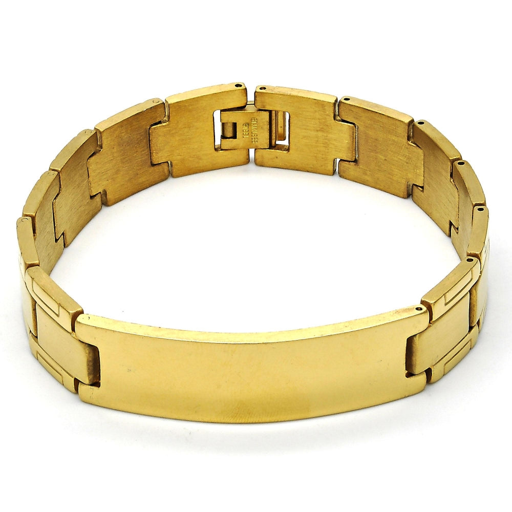 Stainless Steel Solid Bracelet, Polished, Golden Finish