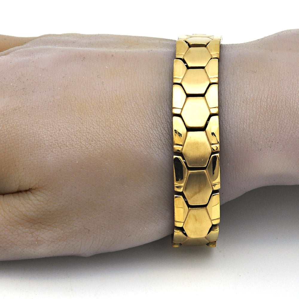 Stainless Steel Solid Bracelet, Polished, Golden Finish
