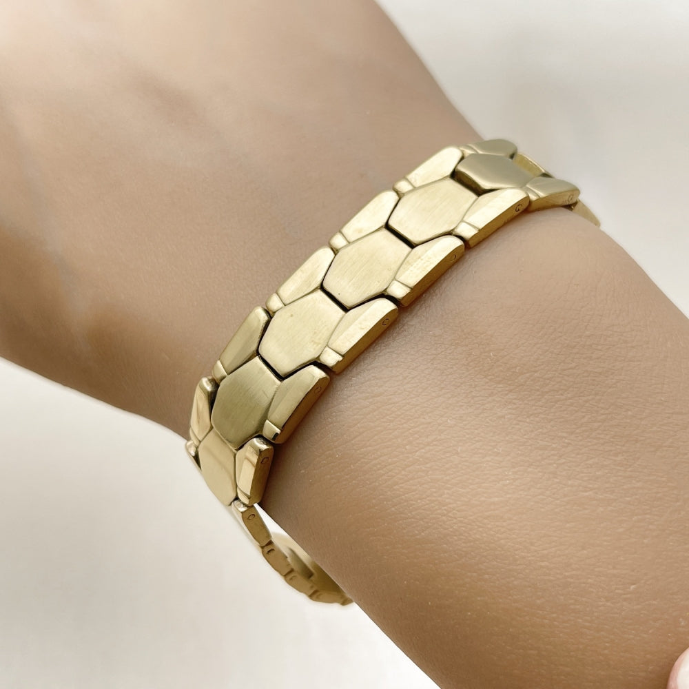 Stainless Steel Solid Bracelet, Polished, Golden Finish