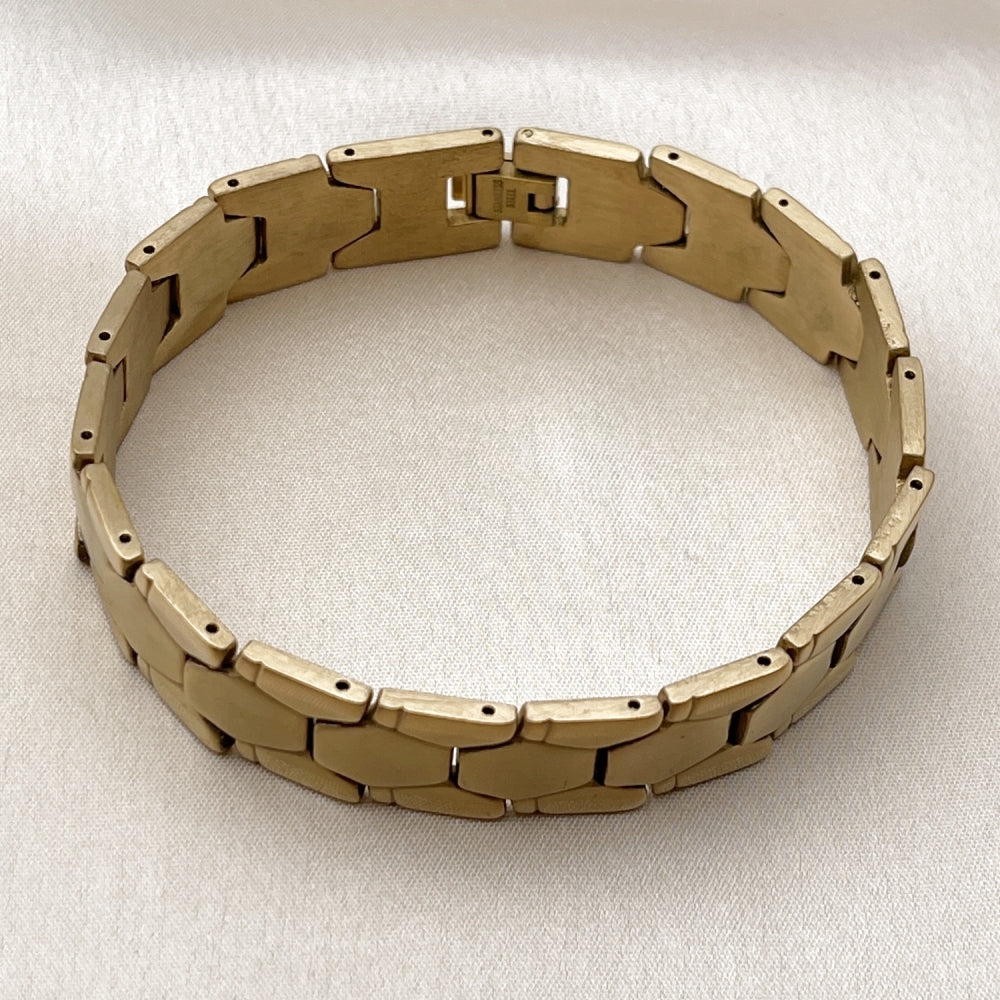 Stainless Steel Solid Bracelet, Polished, Golden Finish