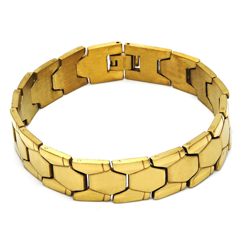 Stainless Steel Solid Bracelet, Polished, Golden Finish
