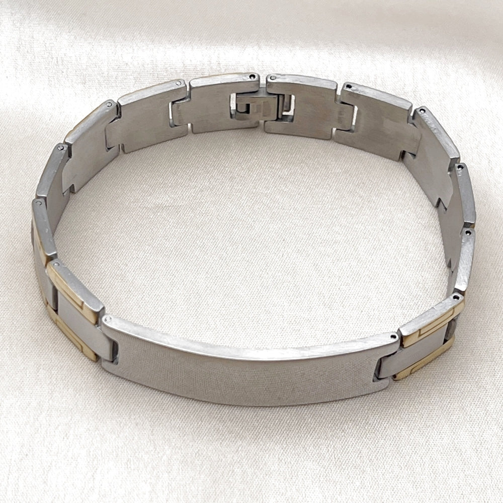 Stainless Steel Solid Bracelet, Polished, Two Tone