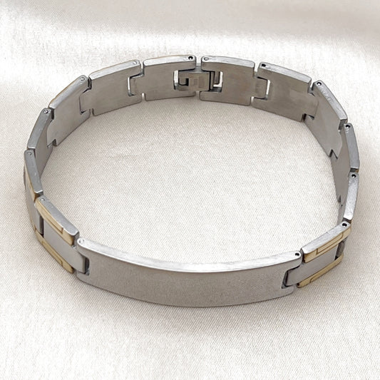 Stainless Steel Solid Bracelet, Polished, Two Tone