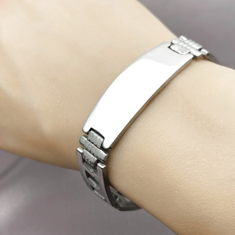 Stainless Steel Solid Bracelet, Polished, Steel Finish