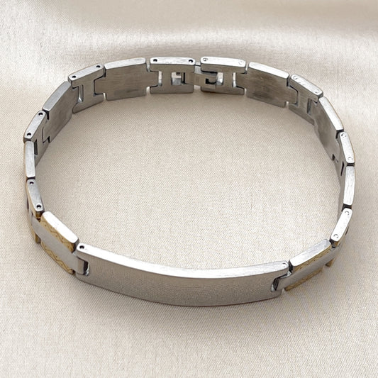 Stainless Steel Solid Bracelet, Polished, Two Tone