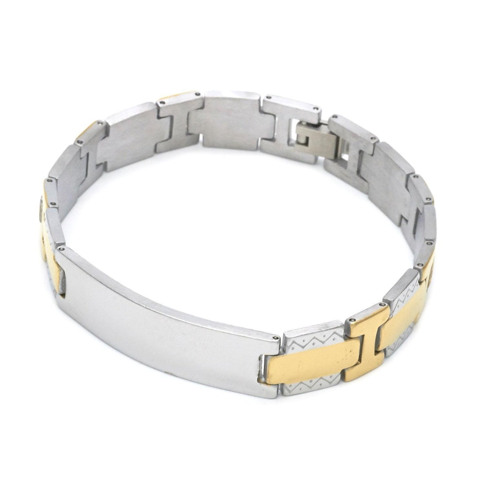 Stainless Steel Solid Bracelet, Polished, Two Tone