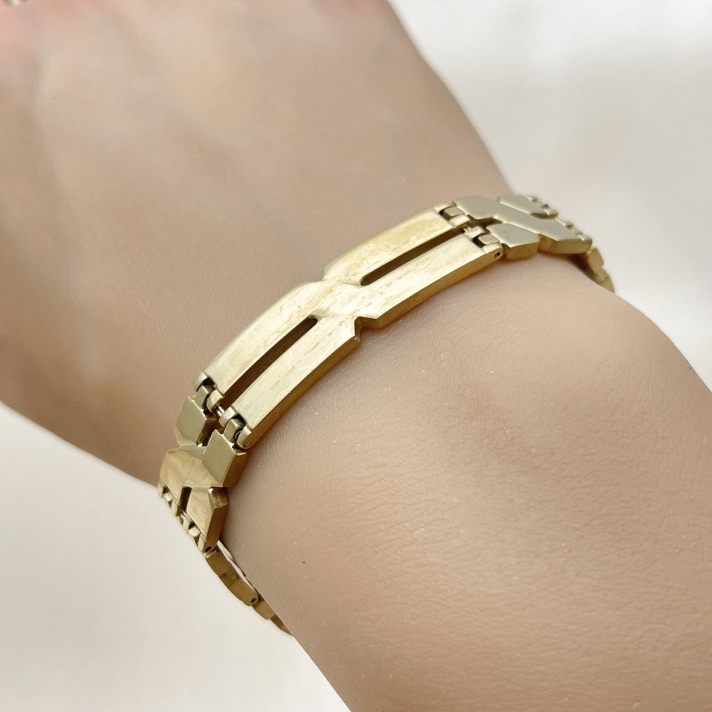 Stainless Steel Solid Bracelet, Polished, Golden Finish