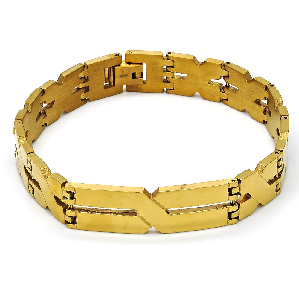 Stainless Steel Solid Bracelet, Polished, Golden Finish