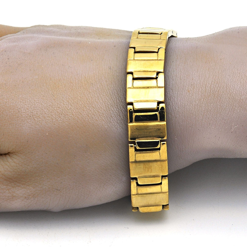 Stainless Steel Solid Bracelet, Brushed Finish, Golden Finish