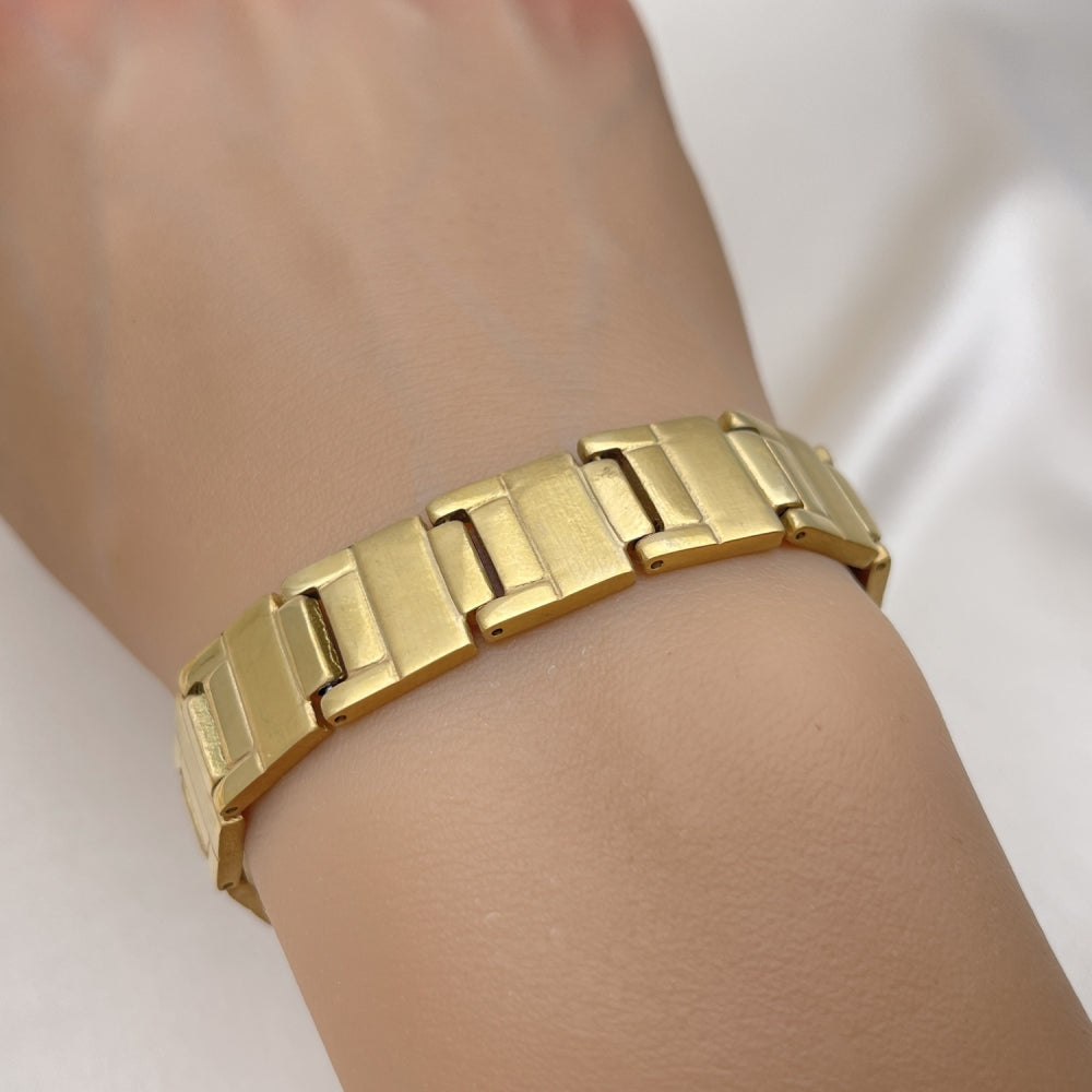 Stainless Steel Solid Bracelet, Brushed Finish, Golden Finish
