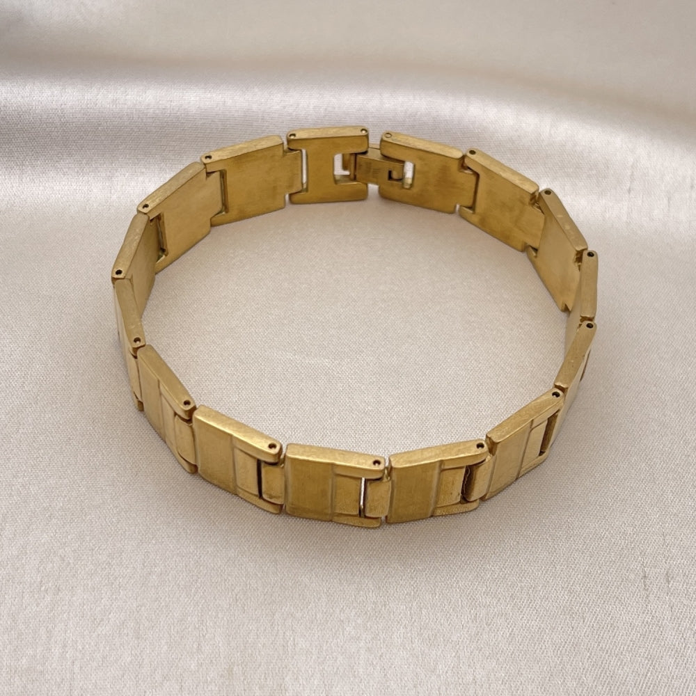 Stainless Steel Solid Bracelet, Brushed Finish, Golden Finish
