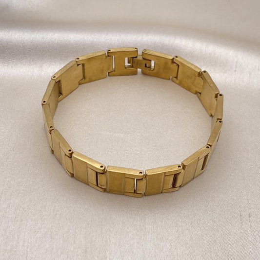 Stainless Steel Solid Bracelet, Brushed Finish, Golden Finish