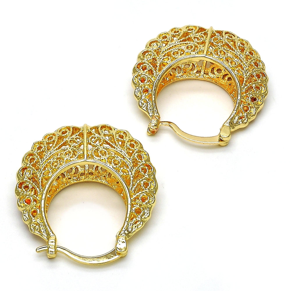 Oro Laminado Medium Hoop, Gold Filled Style Polished, Golden Finish