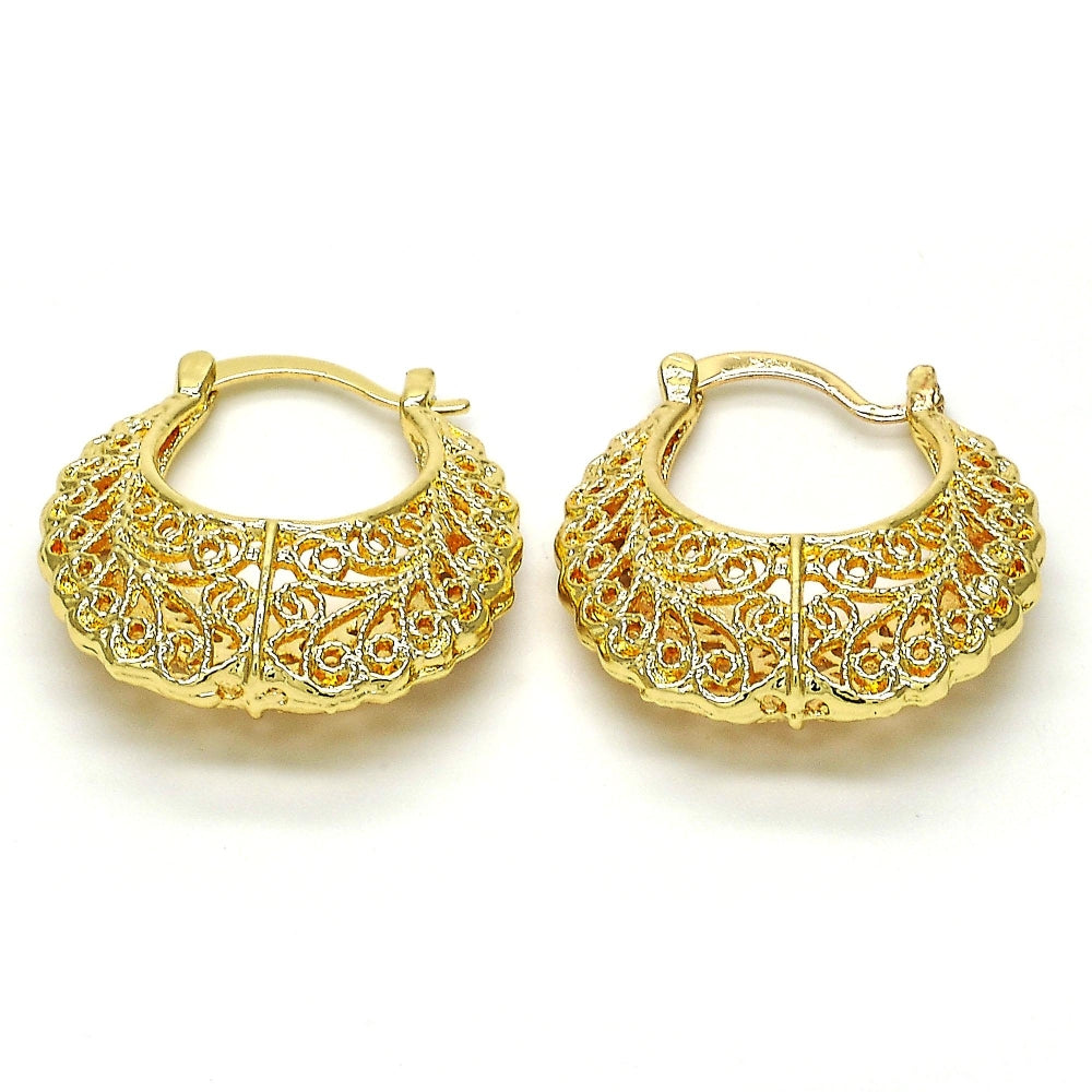 Oro Laminado Medium Hoop, Gold Filled Style Polished, Golden Finish