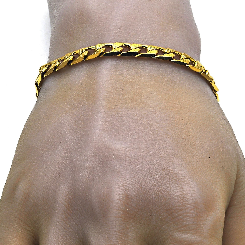 Stainless Steel Basic Bracelet, Curb Design, Polished, Golden Finish