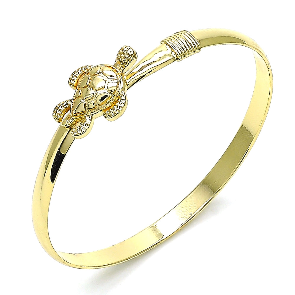 Oro Laminado Individual Bangle, Gold Filled Style Turtle Design, Polished, Golden Finish