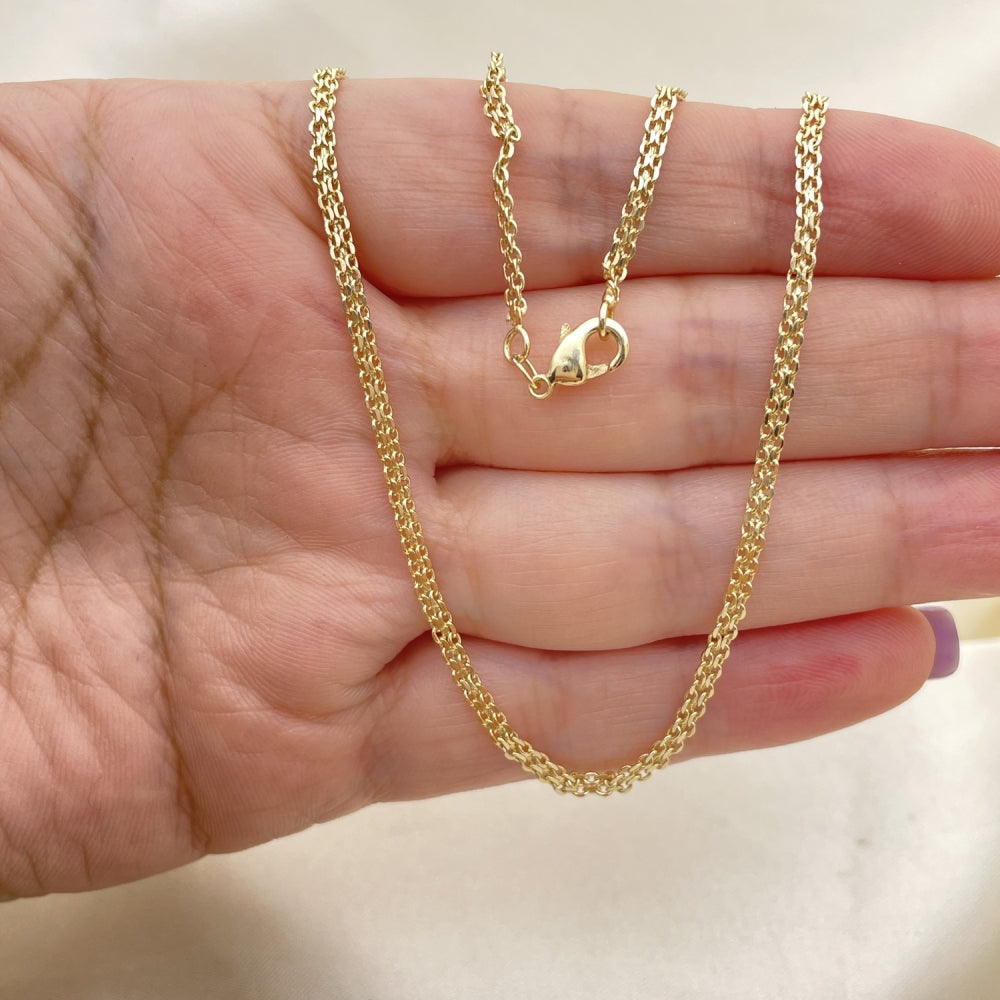 Oro Laminado Basic Necklace, Gold Filled Style Bismark Design, Polished, Golden Finish