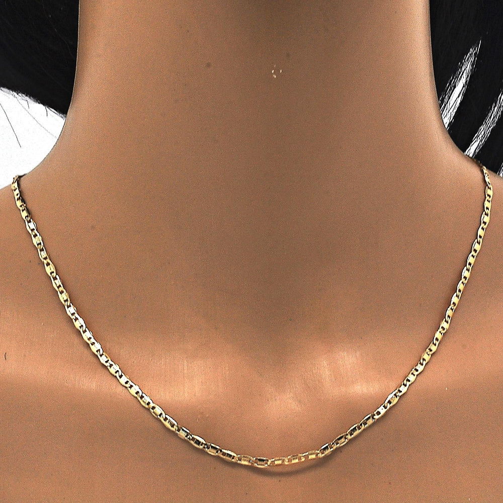 Oro Laminado Basic Necklace, Gold Filled Style Mariner Design, Polished, Golden Finish