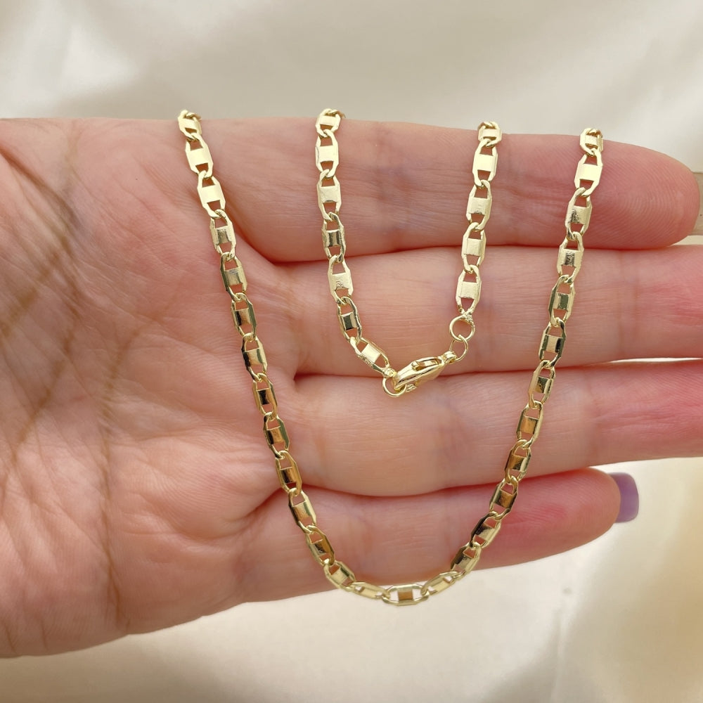 Oro Laminado Basic Necklace, Gold Filled Style Mariner Design, Polished, Golden Finish