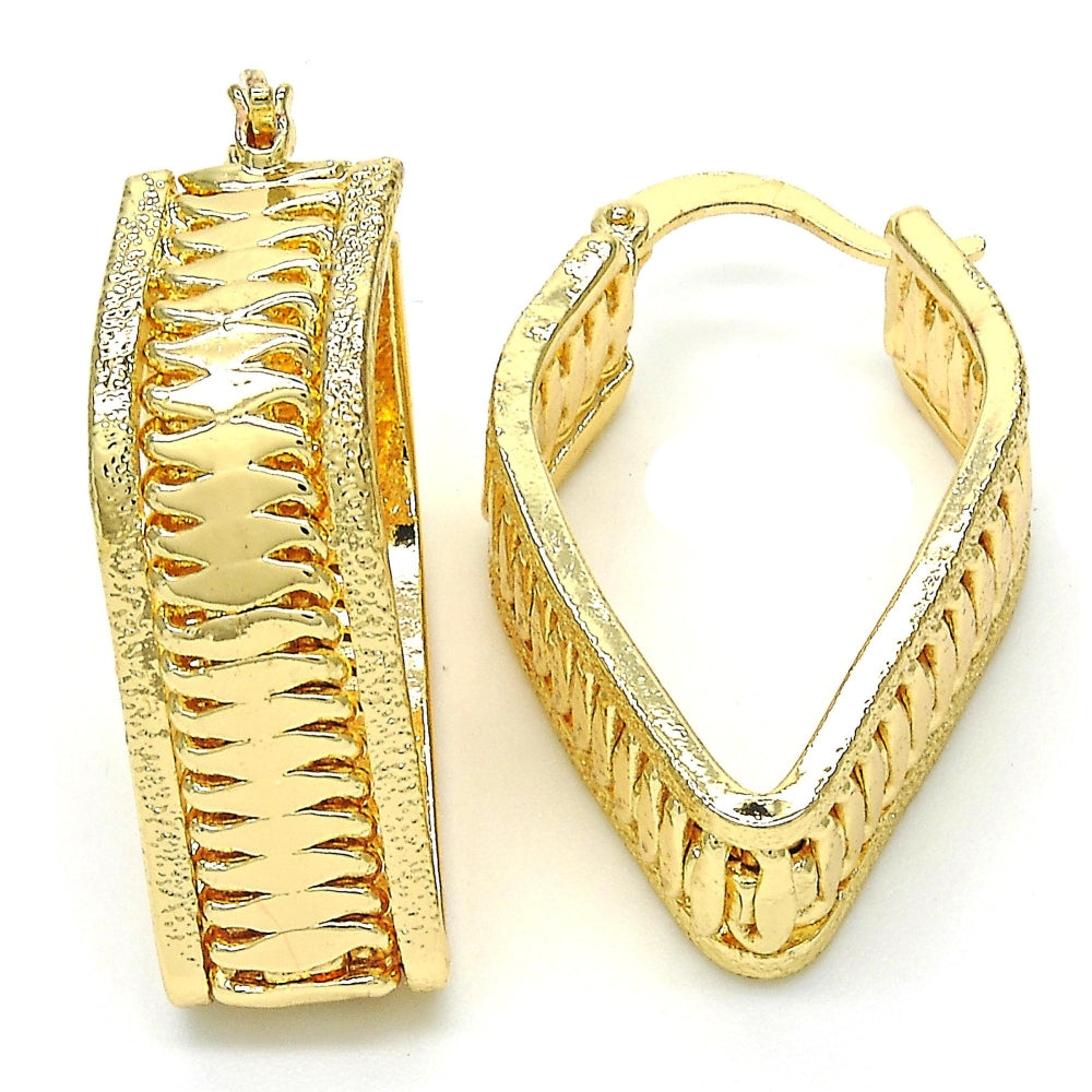 Oro Laminado Small Hoop, Gold Filled Style Matte Finish, Golden Finish