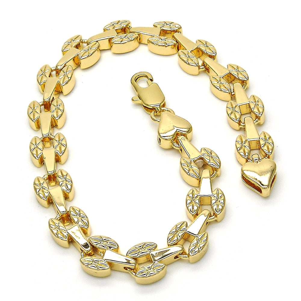 Oro Laminado Fancy Bracelet, Gold Filled Style Polished, Golden Finish