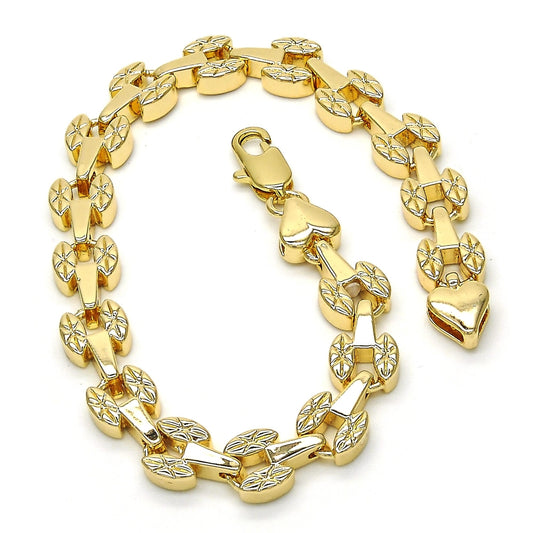 Oro Laminado Fancy Bracelet, Gold Filled Style Polished, Golden Finish