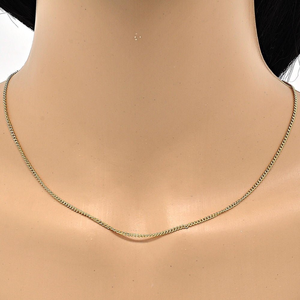 Oro Laminado Basic Necklace, Gold Filled Style Curb Design, Polished, Golden Finish