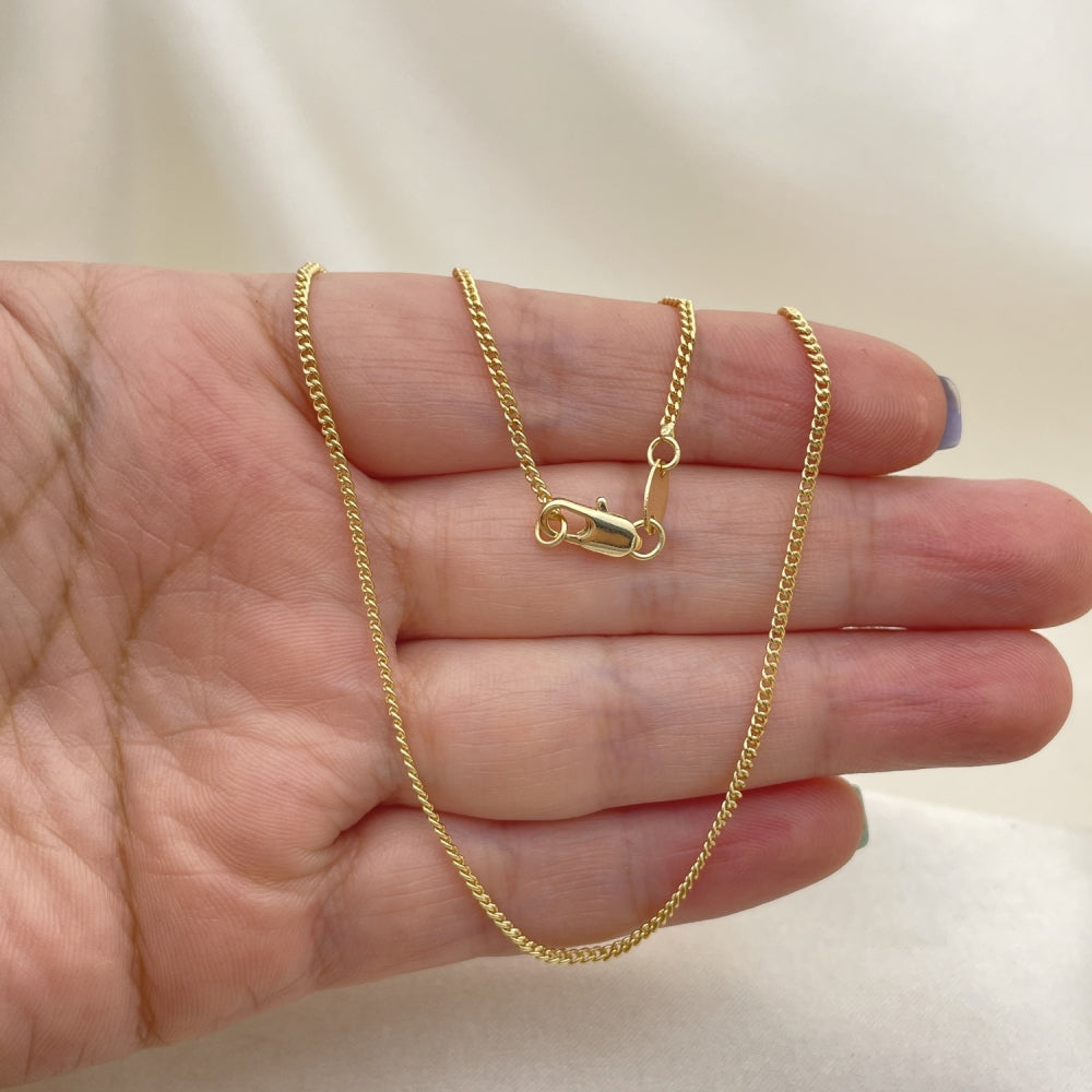 Oro Laminado Basic Necklace, Gold Filled Style Curb Design, Polished, Golden Finish