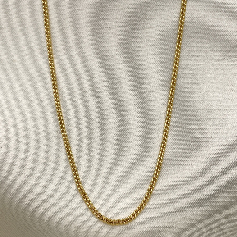 Oro Laminado Basic Necklace, Gold Filled Style Curb Design, Polished, Golden Finish