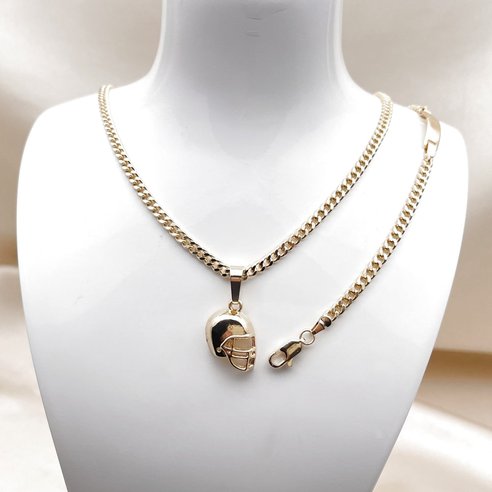 Oro Laminado Earring and Pendant Children Set, Gold Filled Style Miami Cuban Design, Polished, Golden Finish