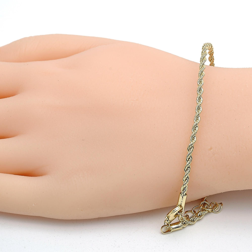 Oro Laminado Basic Bracelet, Gold Filled Style Rope Design, Polished, Golden Finish