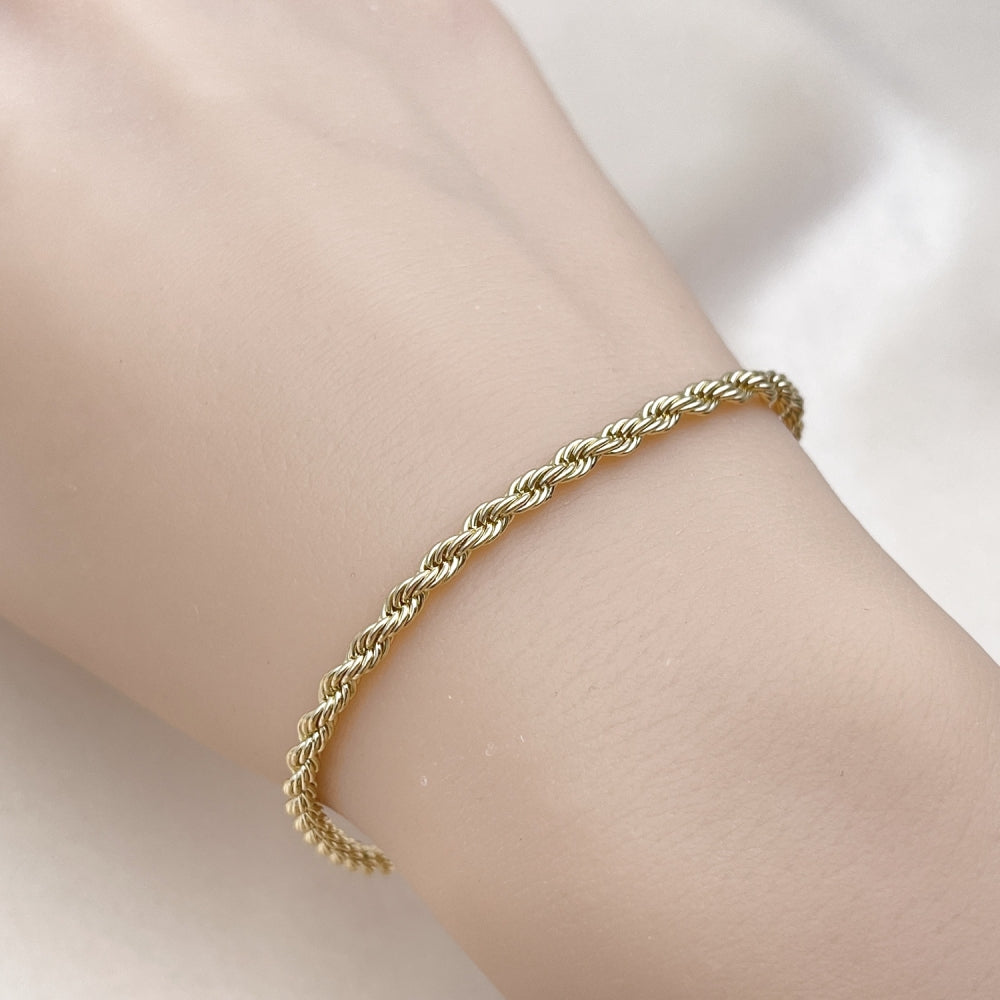 Oro Laminado Basic Bracelet, Gold Filled Style Rope Design, Polished, Golden Finish