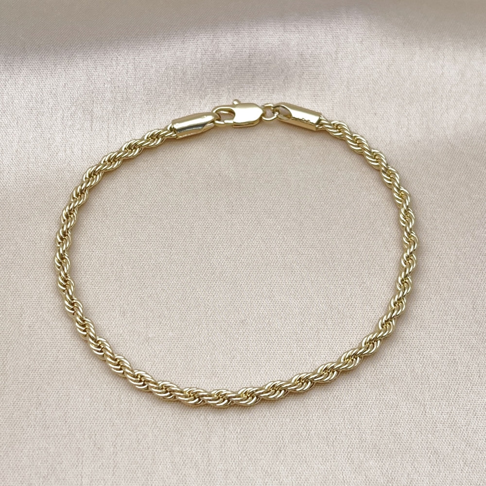 Oro Laminado Basic Bracelet, Gold Filled Style Rope Design, Polished, Golden Finish