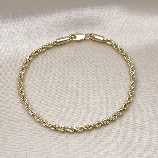Oro Laminado Basic Bracelet, Gold Filled Style Rope Design, Polished, Golden Finish