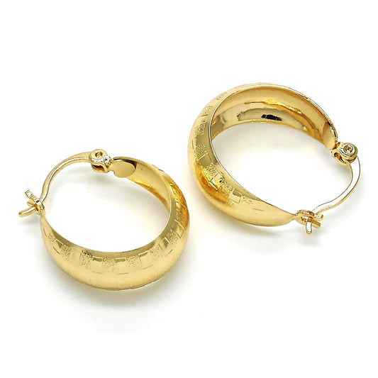 Oro Laminado Small Hoop, Gold Filled Style Matte Finish, Golden Finish