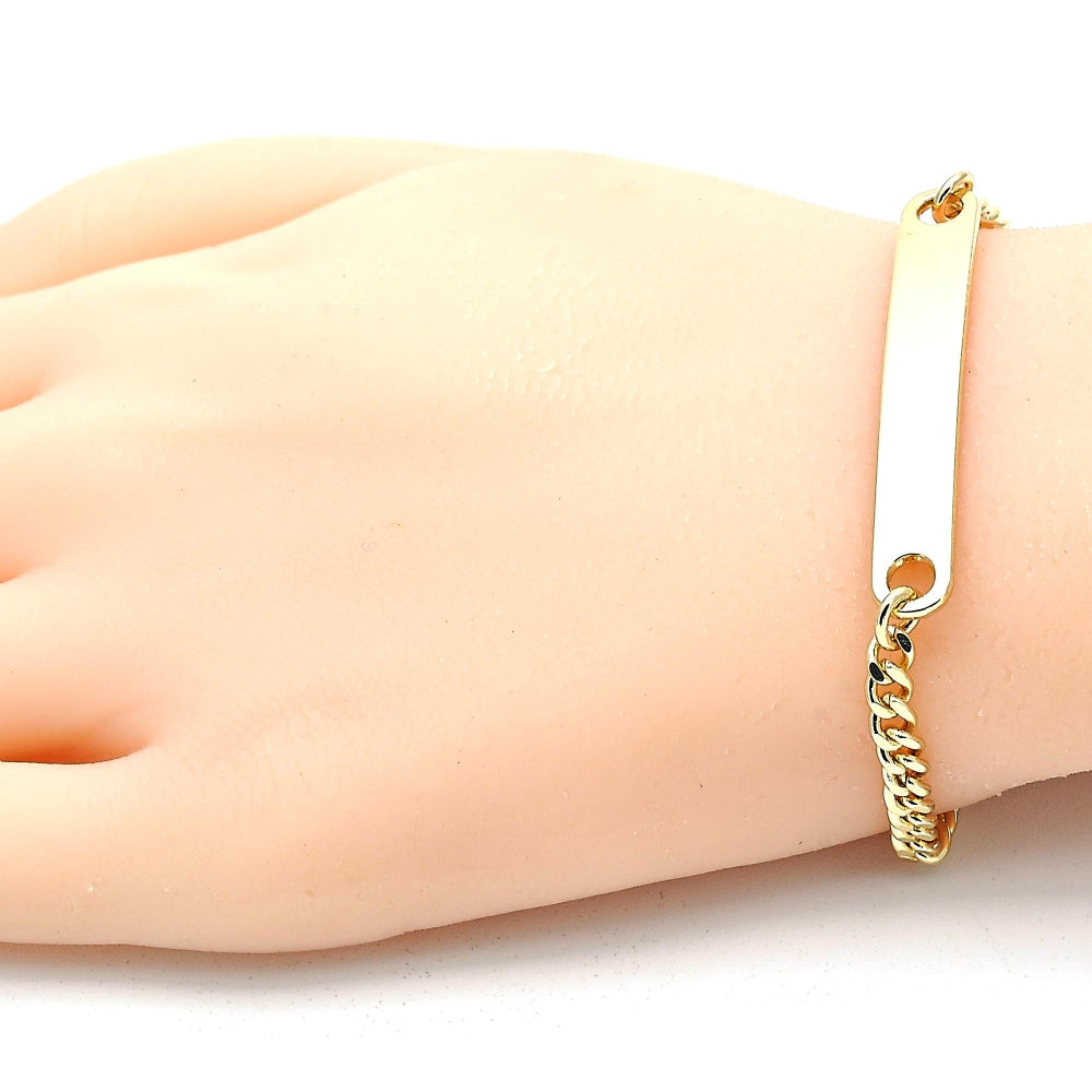 Oro Laminado ID Bracelet, Gold Filled Style Polished, Golden Finish