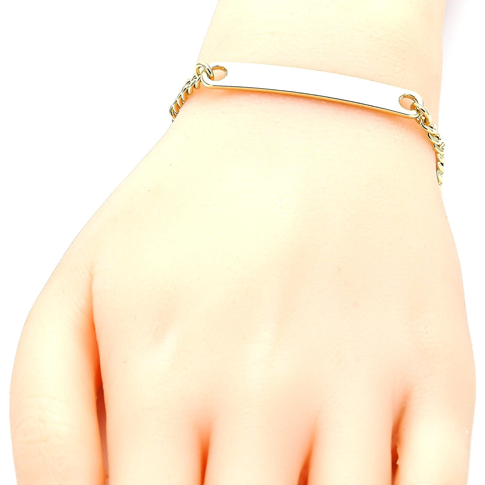 Oro Laminado ID Bracelet, Gold Filled Style Polished, Golden Finish