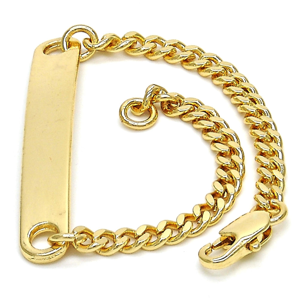 Oro Laminado ID Bracelet, Gold Filled Style Polished, Golden Finish
