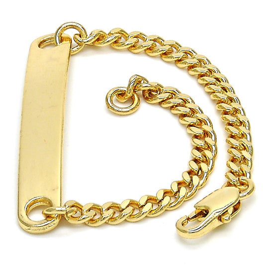 Oro Laminado ID Bracelet, Gold Filled Style Polished, Golden Finish
