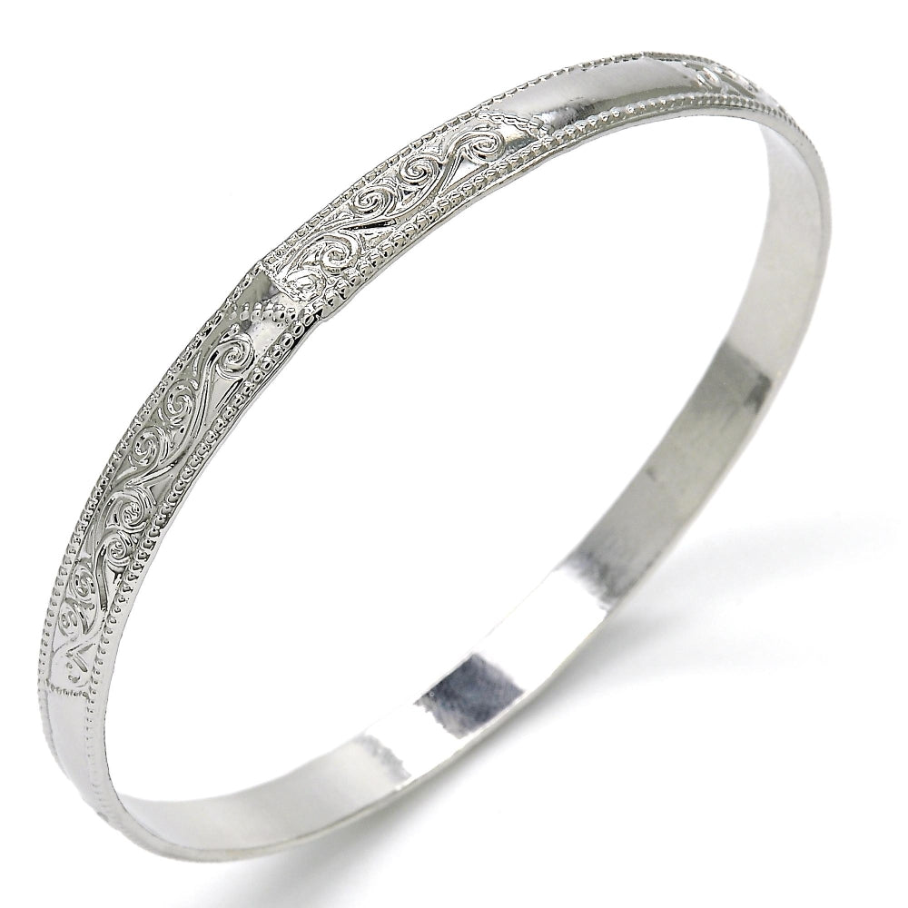 Rhodium Gold Filled Individual Bangle, Polished, Rhodium Finish