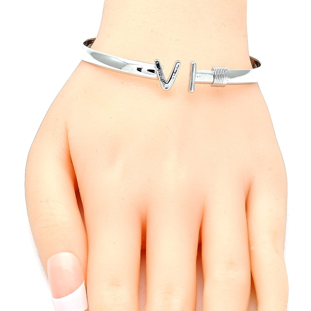 Rhodium Gold Filled Individual Bangle, Polished, Rhodium Finish