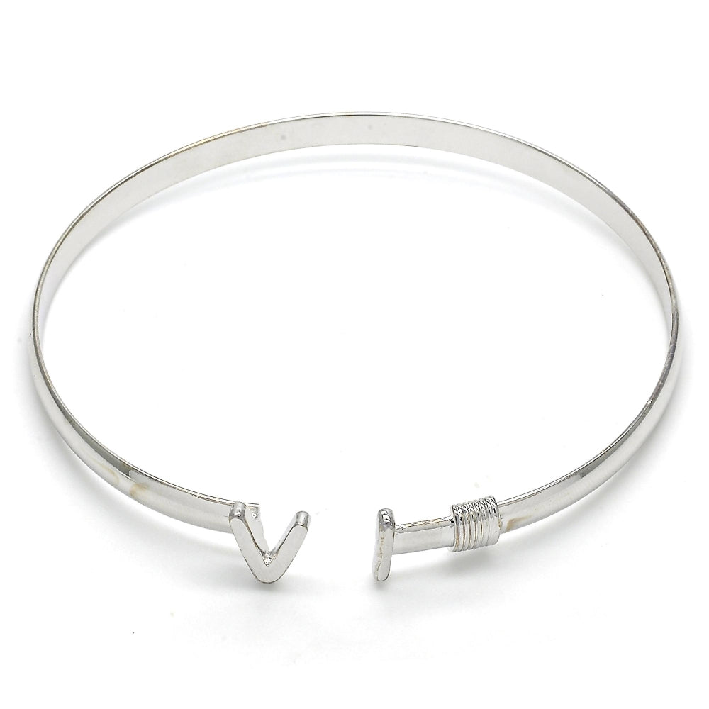 Rhodium Gold Filled Individual Bangle, Polished, Rhodium Finish